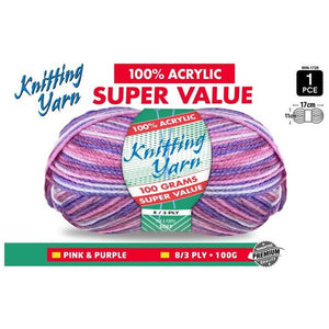 Yatsal Knitting Yarn 8 ply 100g Multicolour