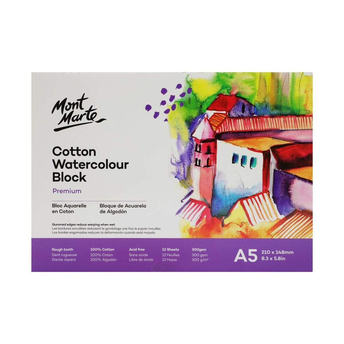 Cotton Watercolour Block 12 sheets 300gsm