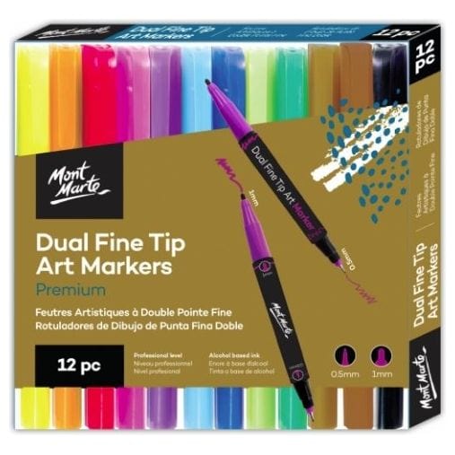 Dual Fine Tip Alcohol Art Markers 12pc