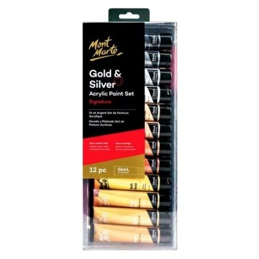 Gold & Silver Acrylic Paint Set 12pc