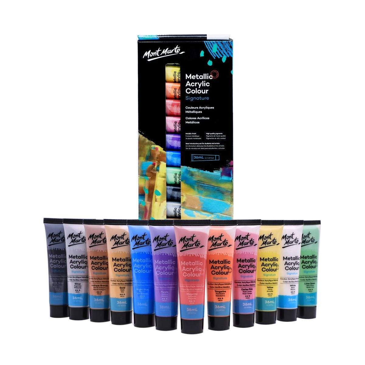 Metallic Acrylic Colour Signature Paint Set 12 pce 36ml