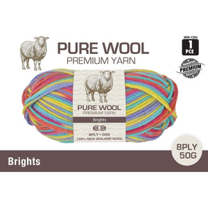 Pure Wool Premium Yarn 8PLY 50g 100% New Zealand Wool