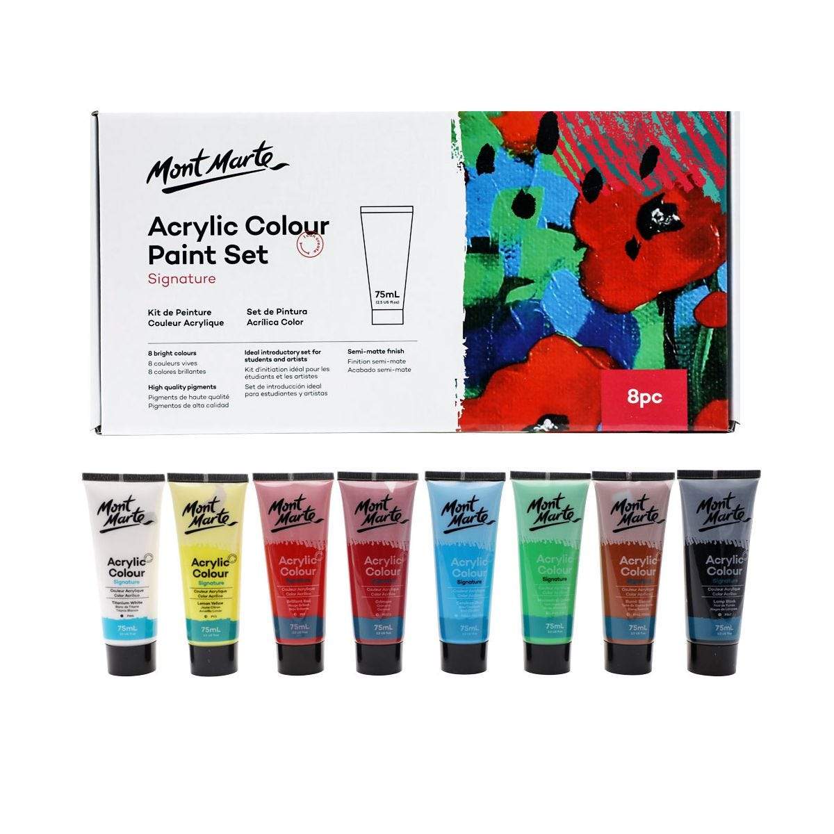 Acrylic Colour Paint Set 8 pc 75ml