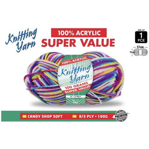 Yatsal Knitting Yarn 8 ply 100g Multicolour