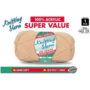 Yatsal Knitting Yarn 8 ply 100g Solid (BULK 10 PACK)